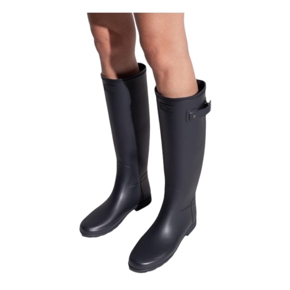 HUNTER Creeper Matte Black label tall boots classic timeless capsule chic - Picture 5 of 9